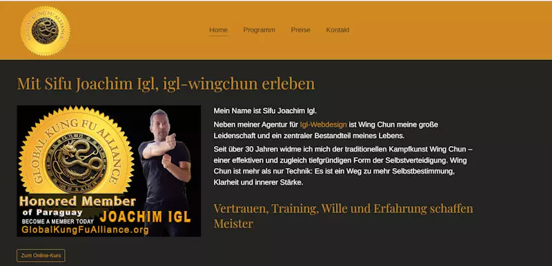 Webseiten für Selbstverteidigung – igl-wingchun.com Beispiel